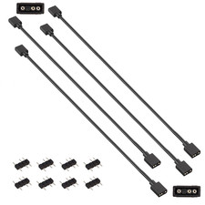 4 Pack 3Pin 5V ARGB Extension Cable Set with 8 Male Connectors, 1-To-1 Addressab