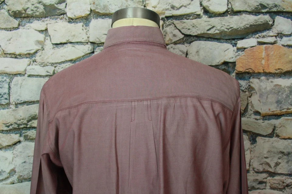 CYPRESS COVE Men’s Designer Shirt Silk Cotton Blend Mauve Rose Color Flap 2XL - Image 3 of 4