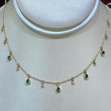 6Ct Pear Cut Lab-Created Emerald Choker Necklace Pendant 14K Yellow Gold Plated