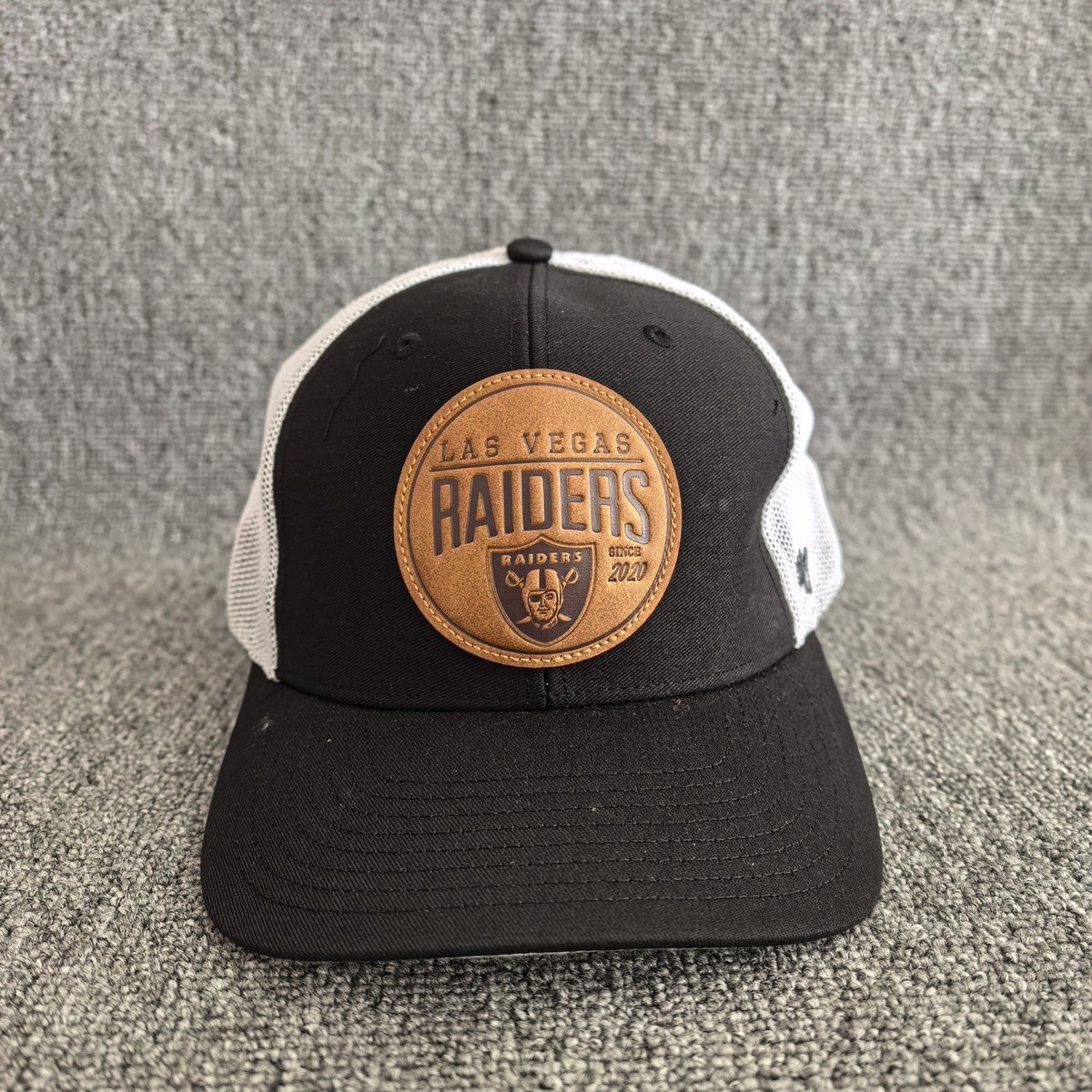 '47 Brand Las Vegas Raiders NFL Trucker Hat Black White Mesh Brown Patch Cap