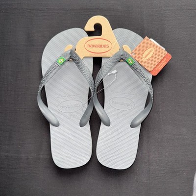 Havaianas Steel Grey Brazil Flag Flip Flops Men s Size 9/10 41/42 NEW Sandals