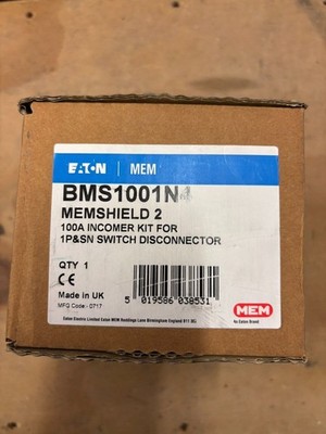 NEU MEM EATON BMS1001N4 100 AMP INCOMER KIT FÜR 1P & SN LASTTRENNSCHALTER
