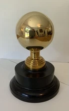 Antique Brass Newel post Finial Boule D’escalier On Trophy Stand
