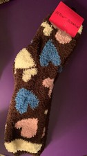NWT BETSEY JOHNSON 2 Pairs Cozy/Fuzzy Slipper Socks Hearts size 9-11 Valentine