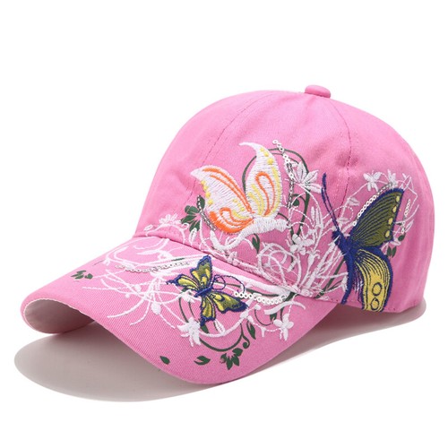 Baseballmütze Damen Stickerei Schmetterling verstellbar Sommer Pailletten Sonne Freizeithut - Bild 13 von 15