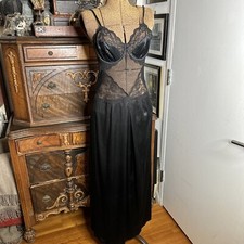 Y2K Victoria  s Secret Mon by Vannina Silk Sheer Mesh Black Maxi Gown Slip Dress