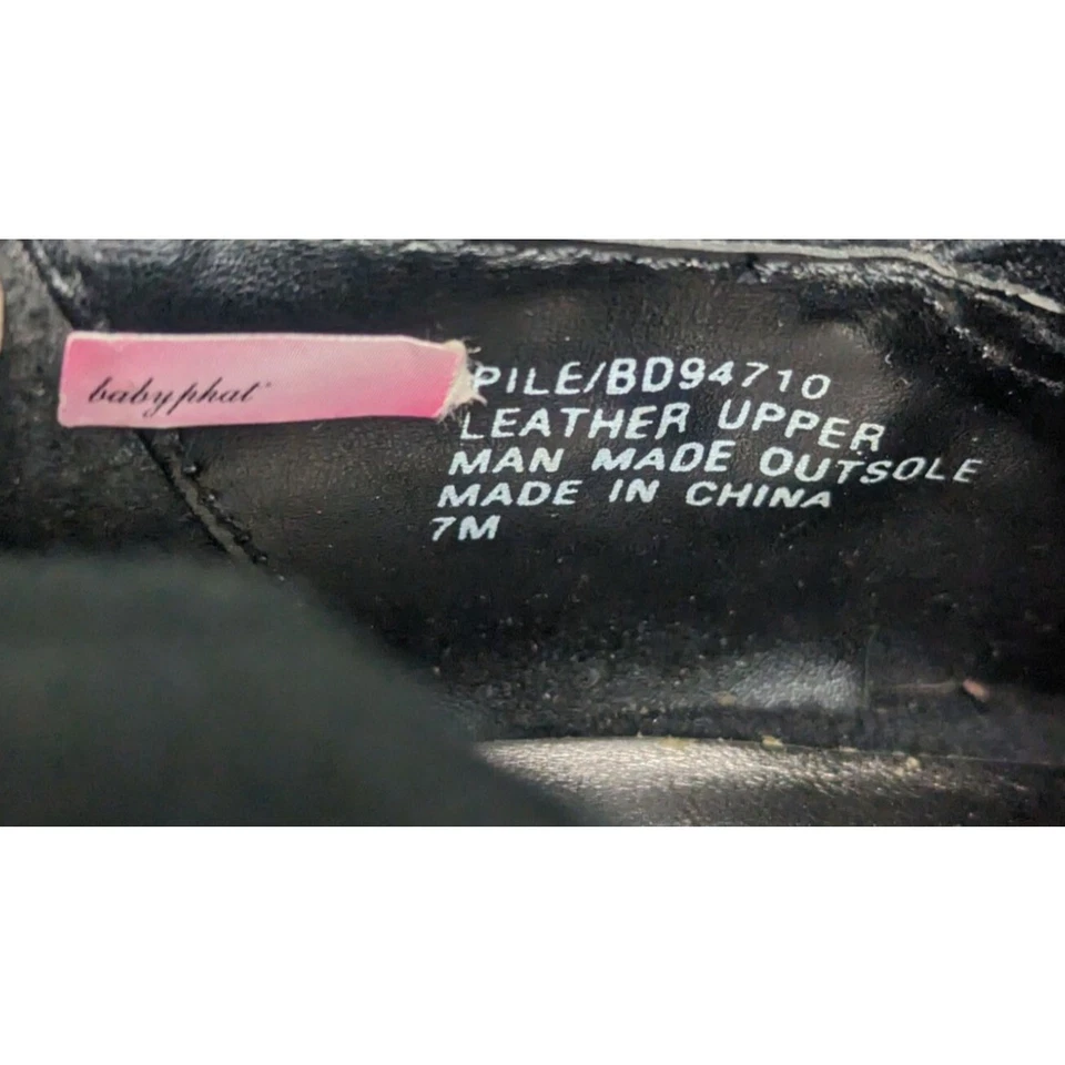 Baby Phat - Negro 4.5 pulgadas Punta Abierta Botín Tacón Con Hebilla de Peltre Correas Talla 7M Foto 4 de 4