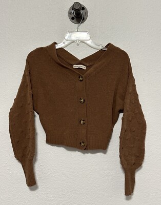 Moon and Madison women's ribbed cropped Cardigan Sweater size