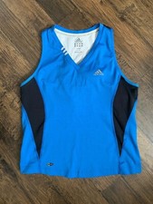 Adidas Athletic Workout Tank Top Shirt Blue/ Black Top Womens Climacool USA Sz.L