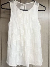 Doe & Rae Sleeveless Blouse White Lace Size Small