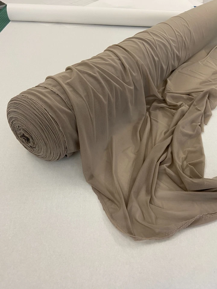 Mesh Taupe Meterware Stoff Nylon 4-Wege-Stretch Spandex Netzstoff weich 150cm - Bild 1 von 4