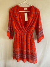 Everly Womens Mini Dress Size SMALL Orange Polyester Short Sleeves NEW