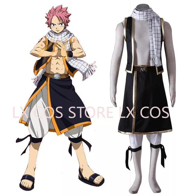 Fairy Tail Natsu Dragneel Cosplay Costume Black And White Suit