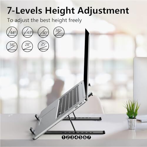 Laptop Stand for Desk, Adjustable Laptop Riser ABS+Silicone Foldable Black - Picture 4 of 7