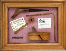 Antique THE CHAPIN STEPHENS CO Tool Shadow Box - Rulers, Saw, Planer, etc