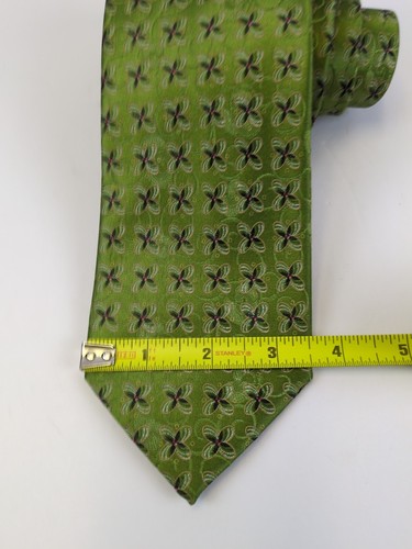 Ermenegildo Zegna Neck Tie 100% Silk Lime Green Micro Pattern Luxury Italy 58" - Picture 3 of 6