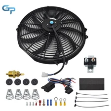3000CFM 16'' Electric Radiator Cooling Fan 12V Thermostat Relay Switch Kit Black