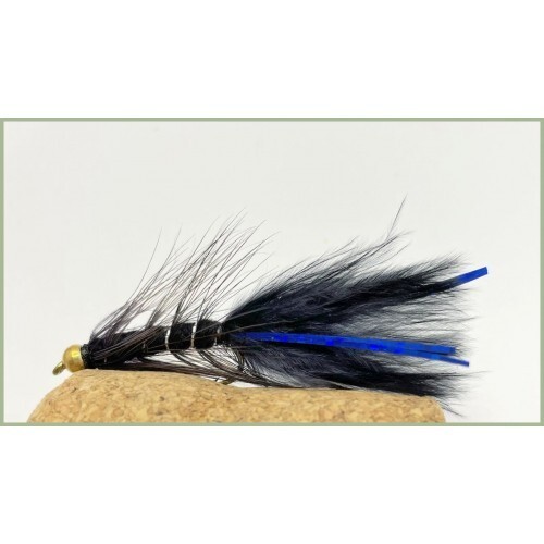 Flash Damsel Forelle Fliegen 6 x Goldhead schwarz blau Flash Damsel, Größe 10, Angeln - Bild 1 von 1