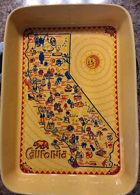 180° Degrees State of California Large Casserole Dish Bakeware Shadow Box
