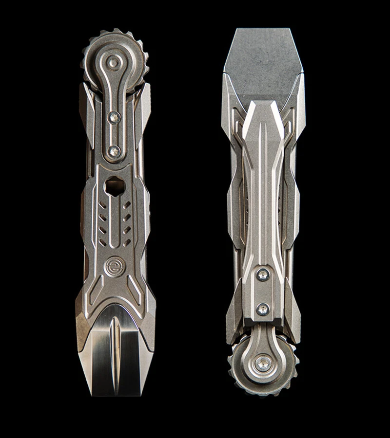 Multiherramientas de aleación de titanio palanca palanca EDC tarjetas de empuje giratorio juguete giroscopio Foto 2 de 4