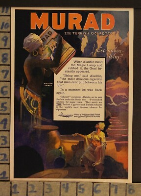 1910'S MURAD TOBACCO ALADDIN GENIE CIGARETTE TALE SMOKE VINTAGE ART AD ZI37 