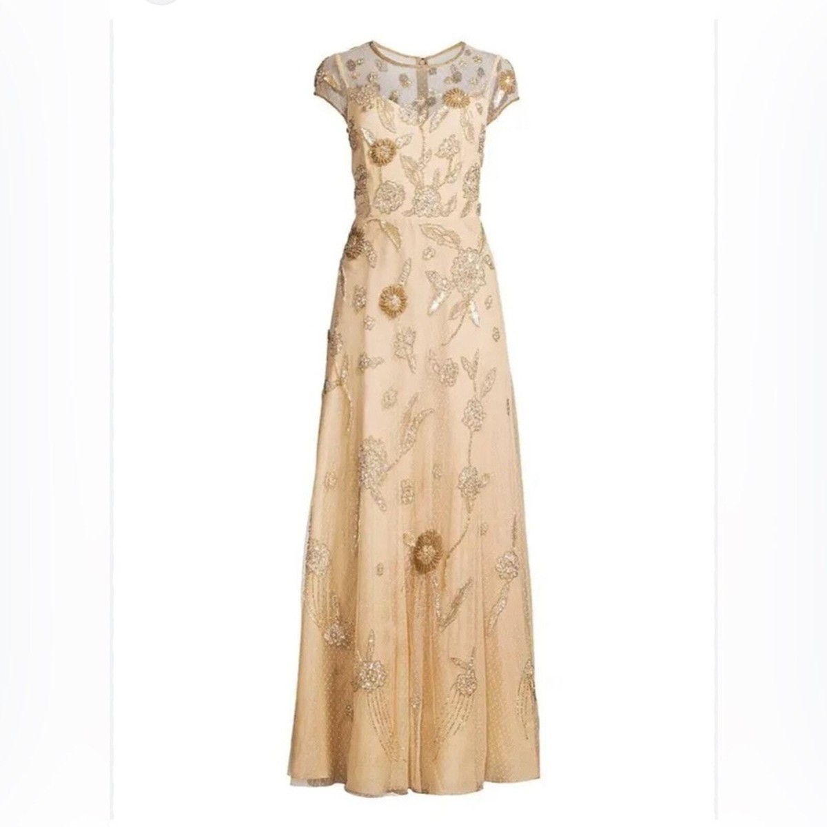 AIDAN MATTOX Floral Bead-Embroidered Gown size 10 | eBay
