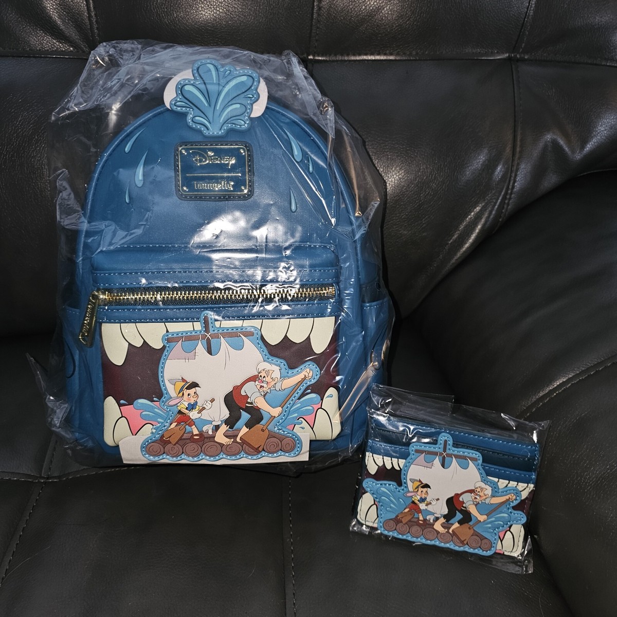Loungefly Disney Pinocchio Monstro Mini Backpack and Cardholder Brand New  W/Tag