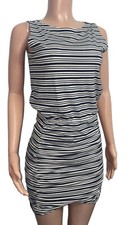 Althea stripe casual sporty ruched mini dress XS vacay casual beach party boat