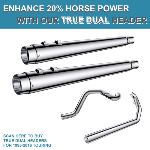 SHARKROAD 4.4" Slip Ons Megaphone For Harley Exhaust 95-16 Touring Street Glide - Picture 7 of 11