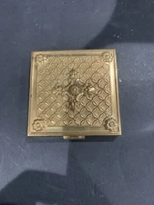 Vintage VOLUPTE Floral Elegant Powder Compact Hinged Case No Mirror - Vintage