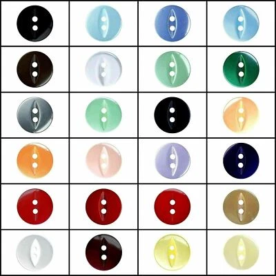 CROWN Round Fish Eye Buttons For Knitted Cardigan Projects Choice of Qty, Cols & Sizes