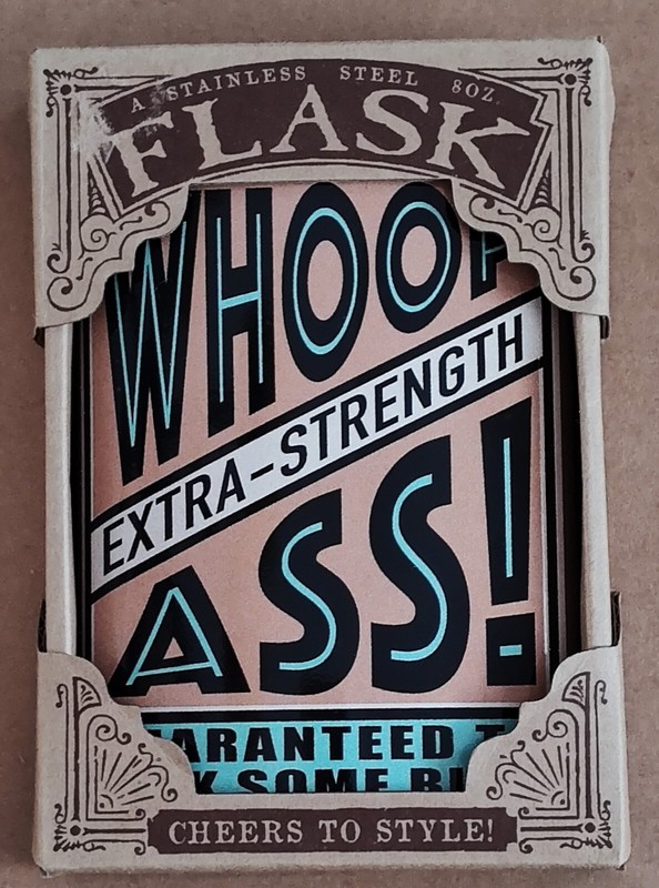 Flask Whoop Ass by Trixie & Milo  New in original box 8oz stainless steel