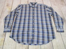 Peter Millar 100 Cotton Blue Brown Plaid Long Sleeve Button-Up Shirt Men's XL