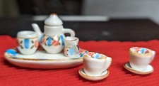 Vintage 9 Piece Miniature China Tea Set Dollhouse Set Made In Thailand