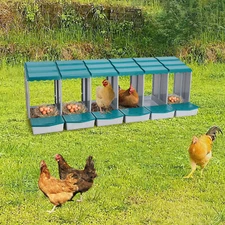 6 Compartments Chicken Laying Boxes with Egg Collection Nesting Boxes Green US