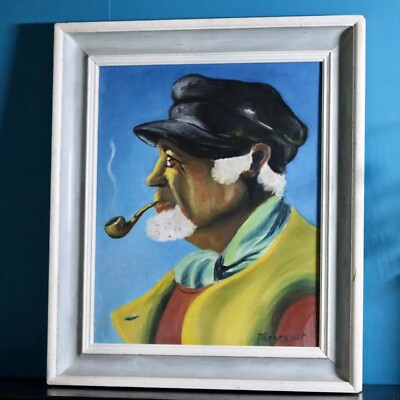 Original Schwedische Moderne Öl auf Tafel '' Portrait Fischer '' von Tornquist