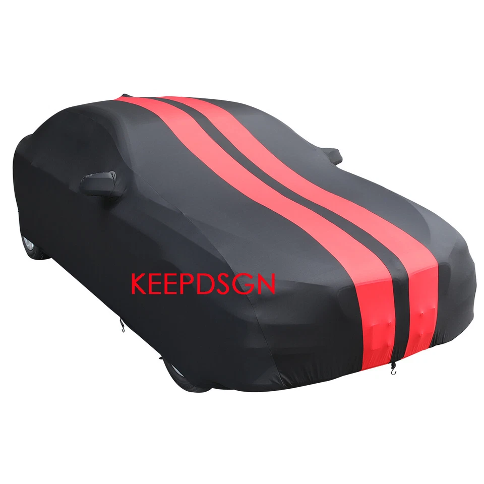 Cubierta de coche para Mercedes Benz SLR Mclaren satinada elástica a prueba de polvo rayas gris/rojas Foto 4 de 4
