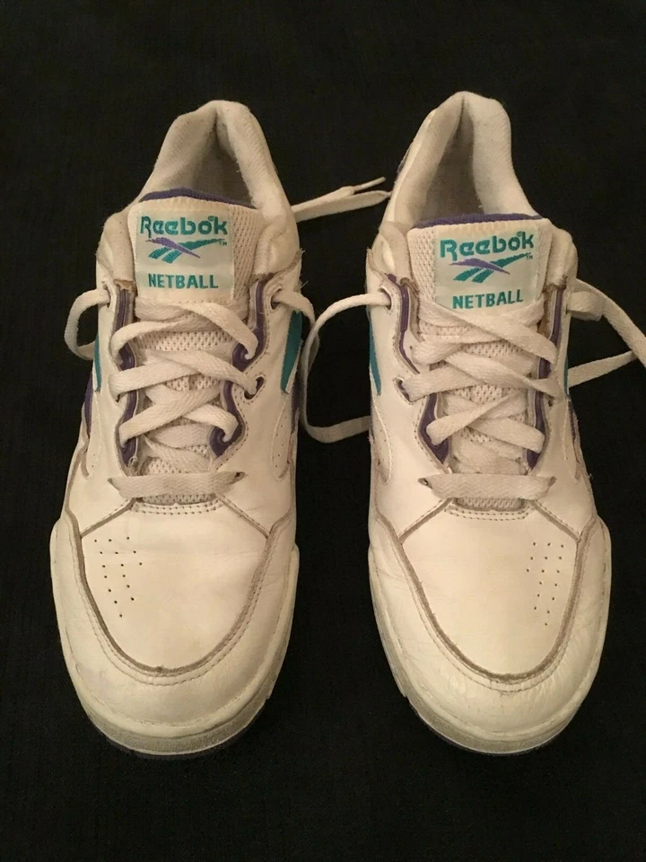 ZAPATOS REEBOK NETBALL DE CUERO BLANCO VINTAGE TALLA UK 5 US 7 EUR 38 Foto 3 de 4