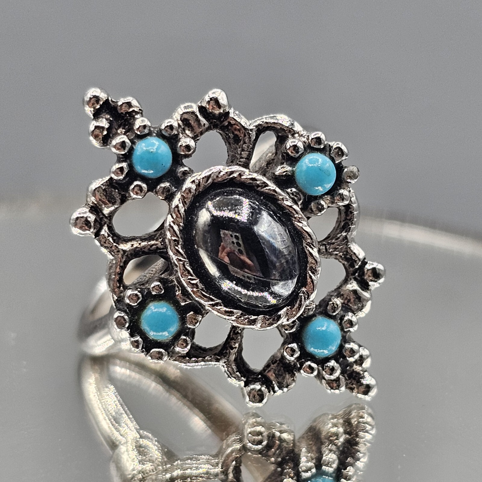 Avon Germany Ring Silver Plated Simulated Turquoi… - image 2