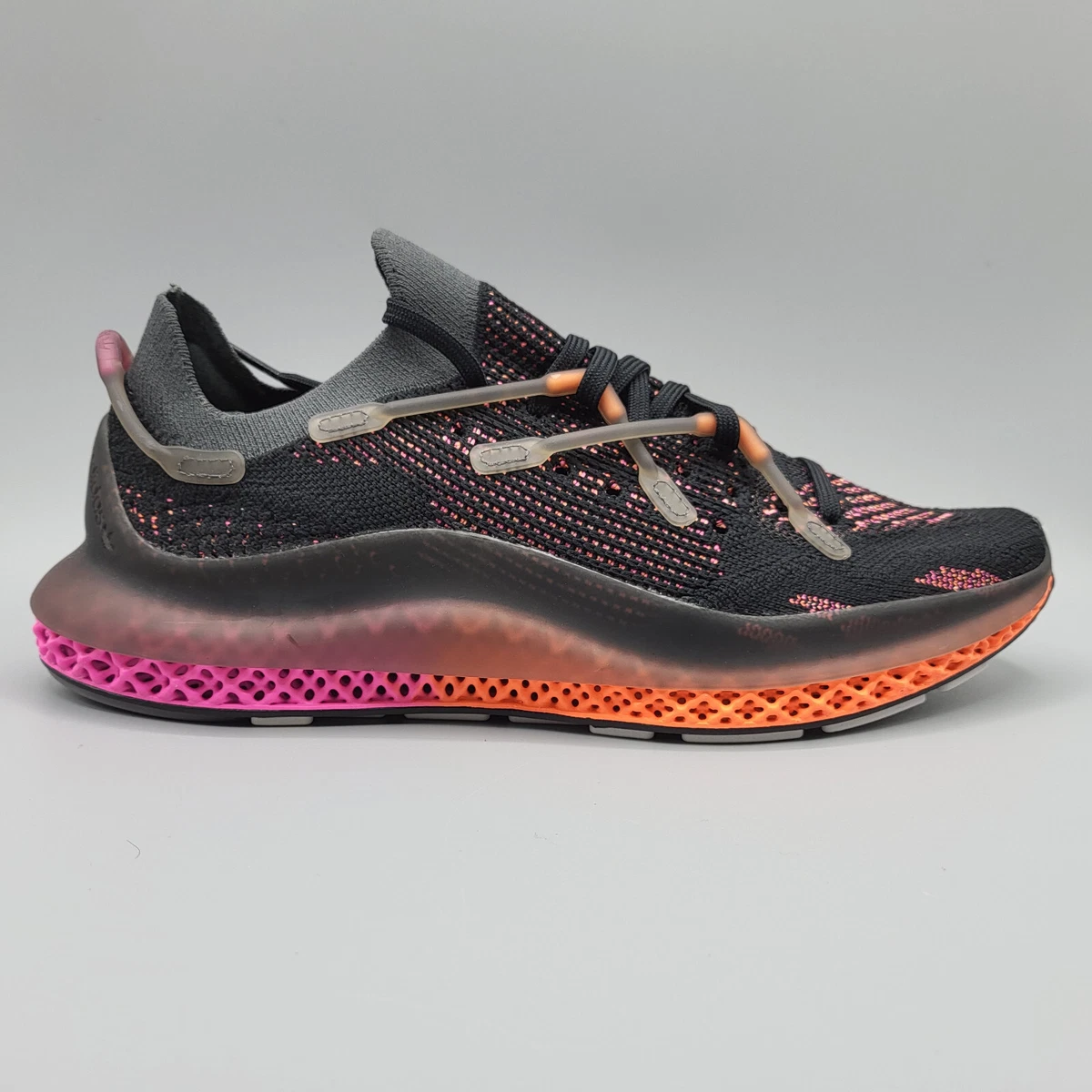 NWOB Adidas Men’s US 7 4D Fusio Black Pink FX 6131 Prime Knit Mesh Sneaker Shoe adidas 4D Fusio Black Orange Pink for Sale | Authenticity  main image 3