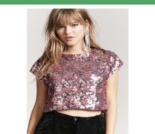 New Forever 21 Pink Sequins Crop Top S