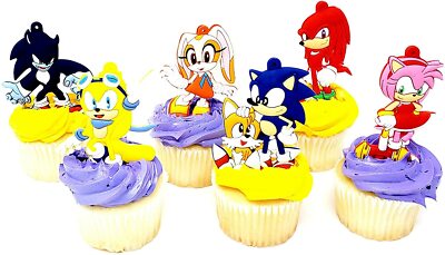 Sonic The Hedge Hog  Birthday Cake, CupCake Topper Set - Brand New
