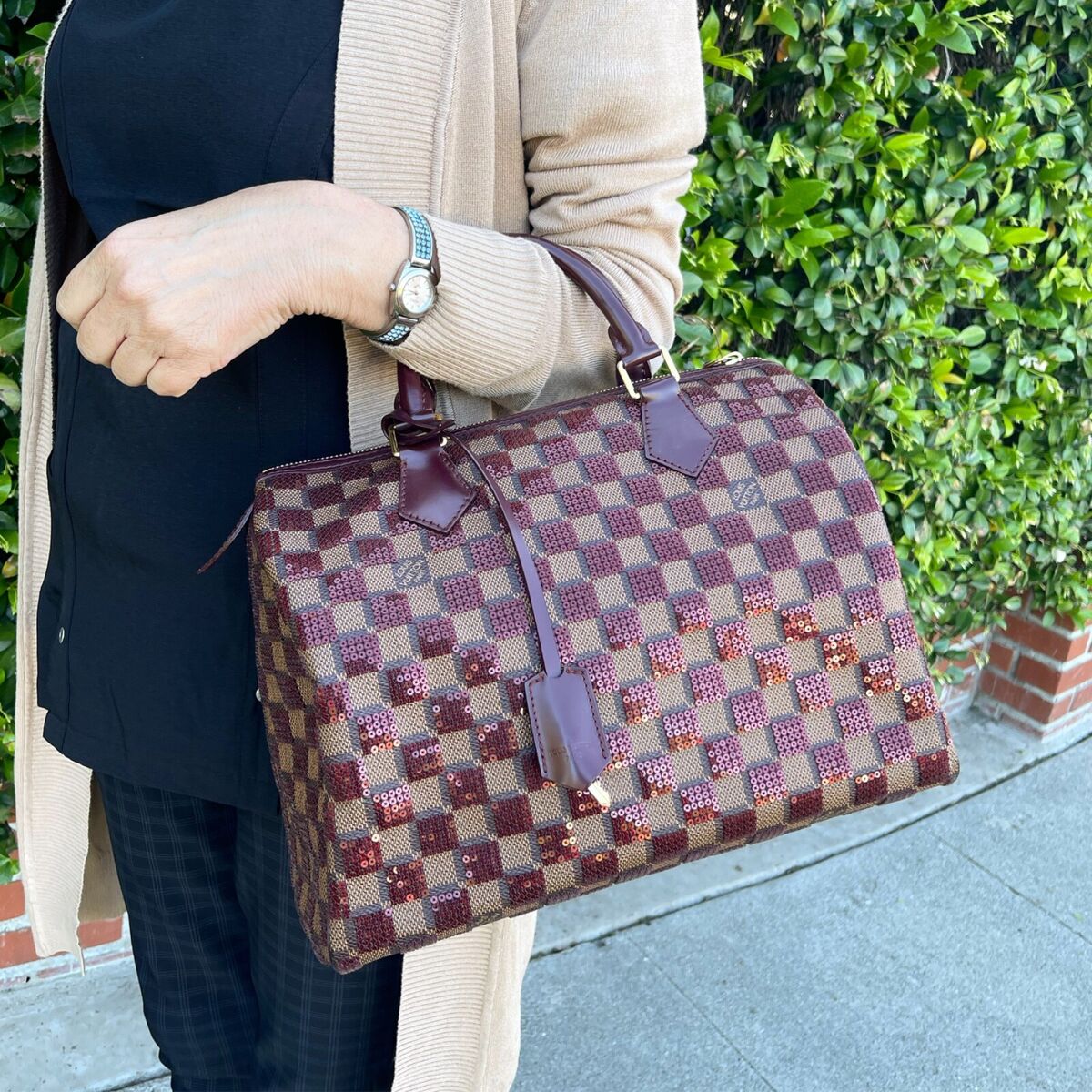 Louis Vuitton Speedy Damier Paillettes 30 Rouge Purple Louis Vuitton Speedy Damier Paillettes 30 Rouge Purple