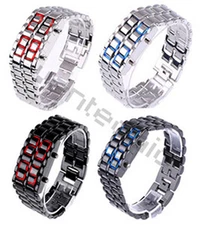 Samurai Lava LED Chrome Steel Bracelet Watch Men Women Choice
