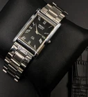 Vintage Seiko slim tank - back face, silver bezel, refurbished, metal band