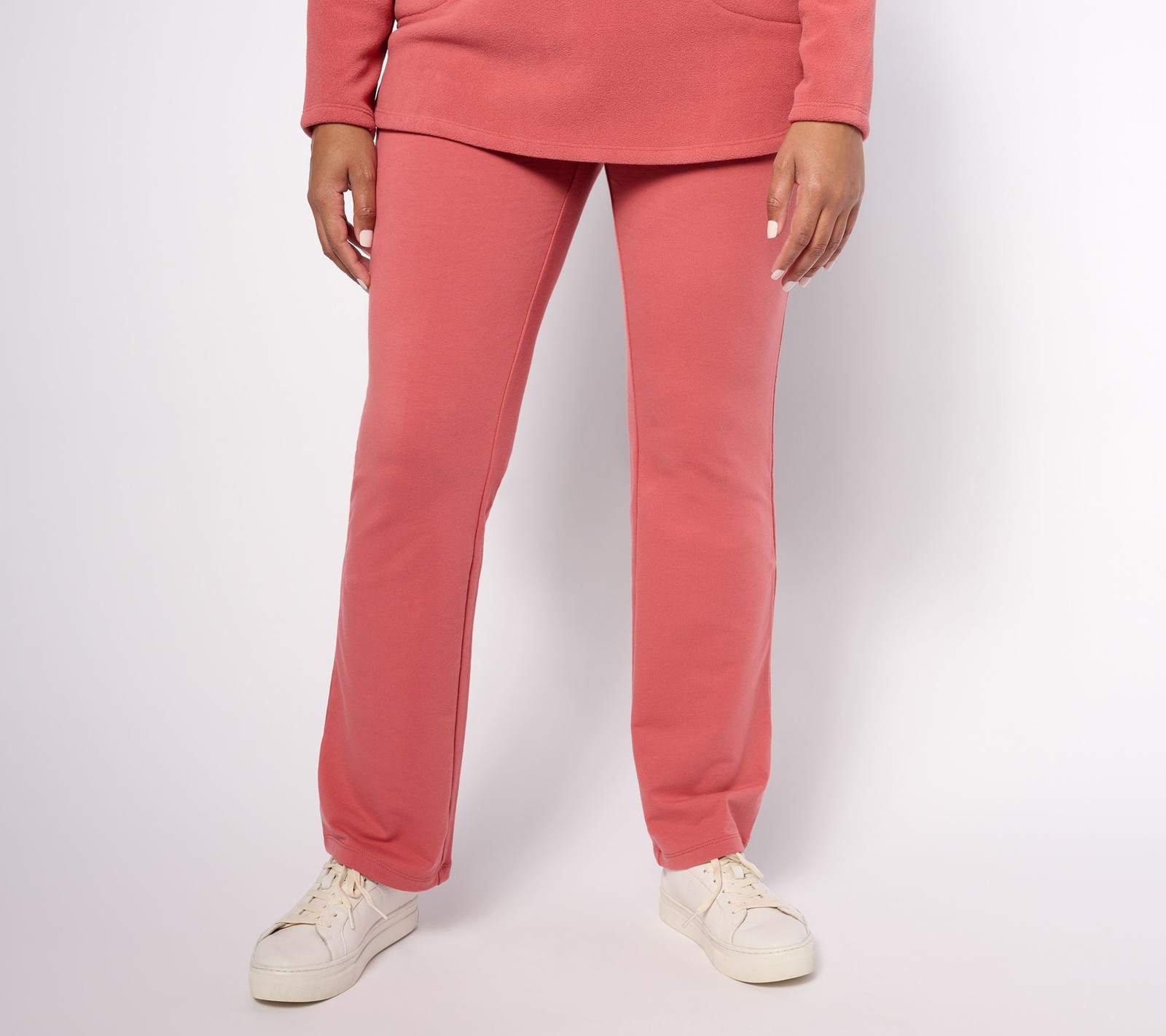 Denim & Co. Women's Pants Sz XS Regular Active French Terry Lightly Pink A624157