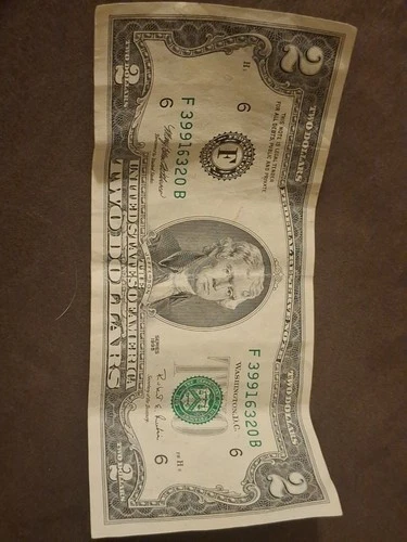2 dollar bill 1995 series F Double Digits Rare