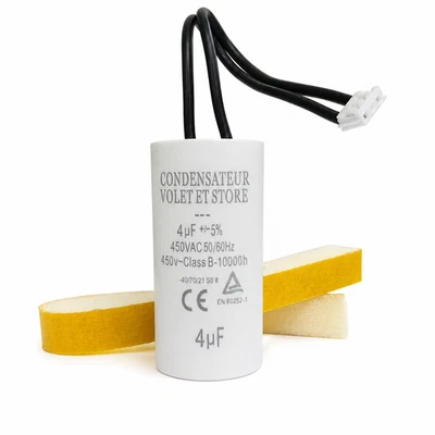Condensateur 4µF 4uF pour moteur Bubendorff avec connecteur type A / 25x50mm Max - Photo 1/4