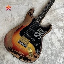 Custom Solid Body Electric Guitar Featuring Brown Relic Finish 21 Frets Tremolo