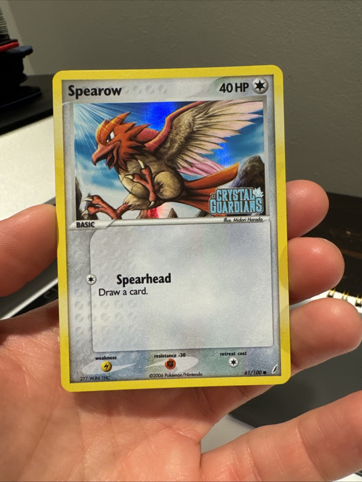 Spearow 61/100 Crystal Guardians Reverse Holo Stamped Nm Fast Shipping